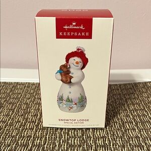 Hallmark Keepsake Snowtop Lodge Ornament with Red Hat